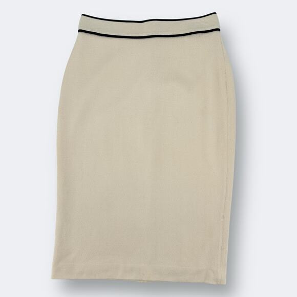 St John Santana Knit Cream Black Pencil Skirt Womens Size 4 Lined
